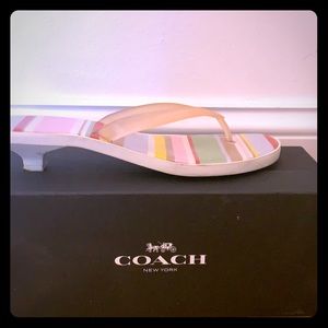 Coach striped kitten heel thong sandal